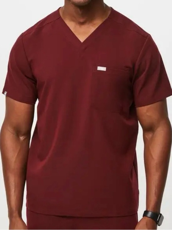Figs Other - Figs Mens 4X Leon Three Pocket Scrub Top Burgundy Red Technical Collection 4XL
